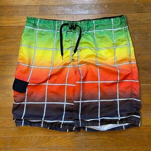 OP Ocean Pacific Y2K Mens Board Shorts Large 36-38 Rasta Swim Trunks